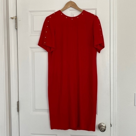 Liz Claiborne vintage cherry red shift dress with gold embellishments. - Picture 2 of 14